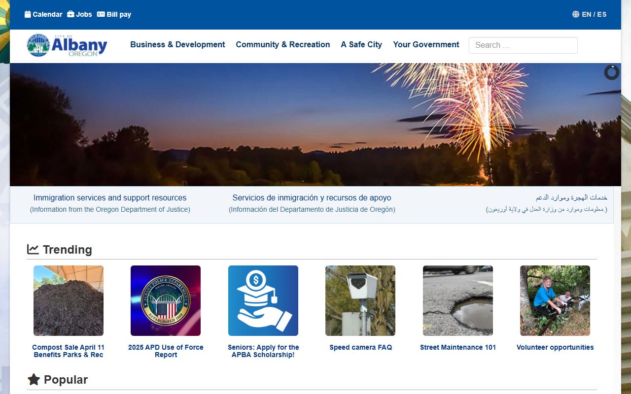 City of Albany Oregon official website for residents directory searches