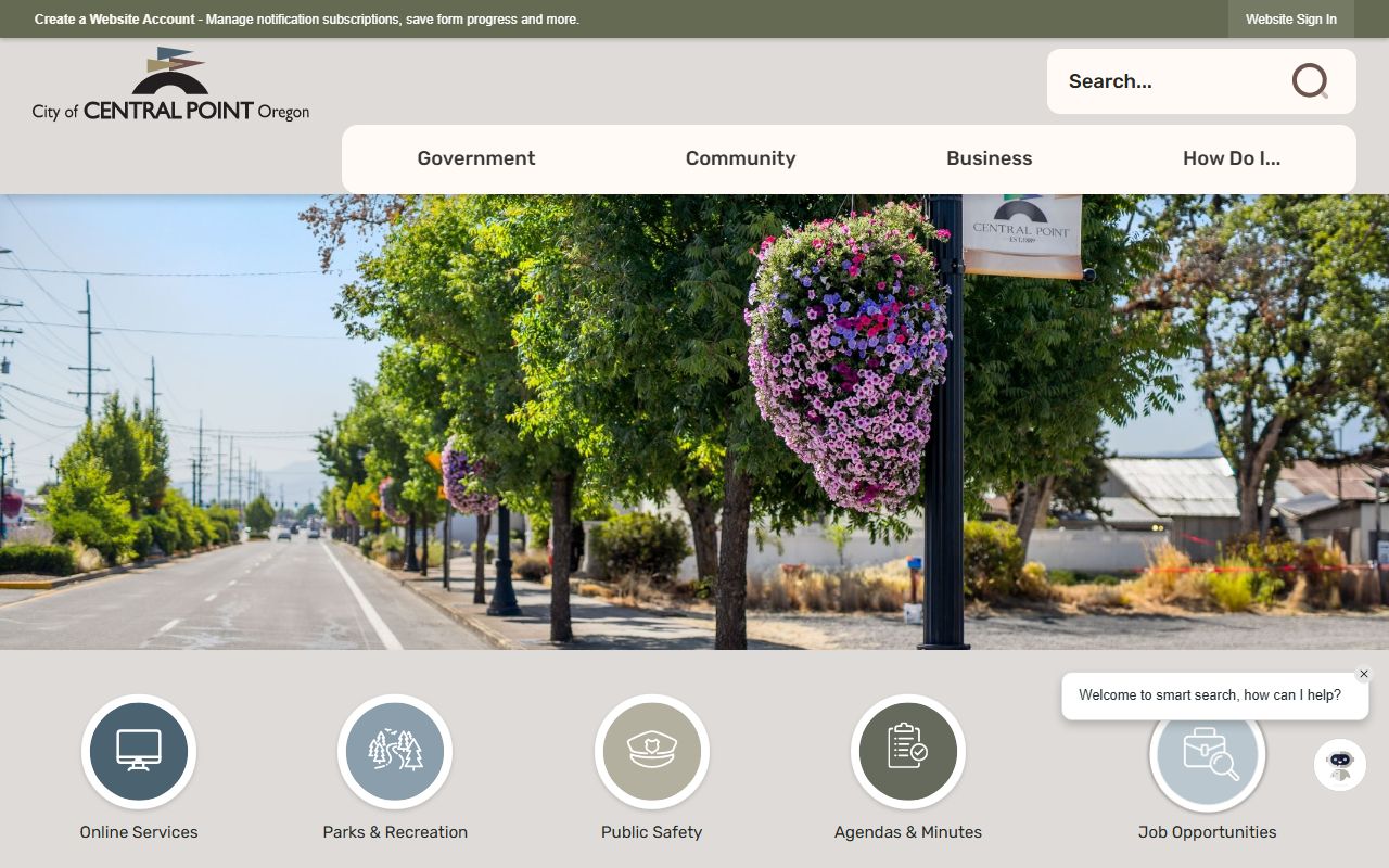 City of Central Point Oregon official website for residents directory searches