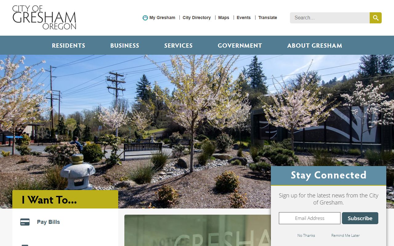 City of Gresham official website for residents directory searches