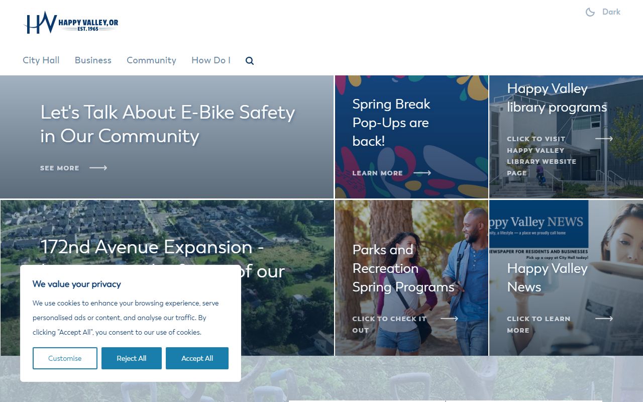 City of Happy Valley official website for residents directory searches