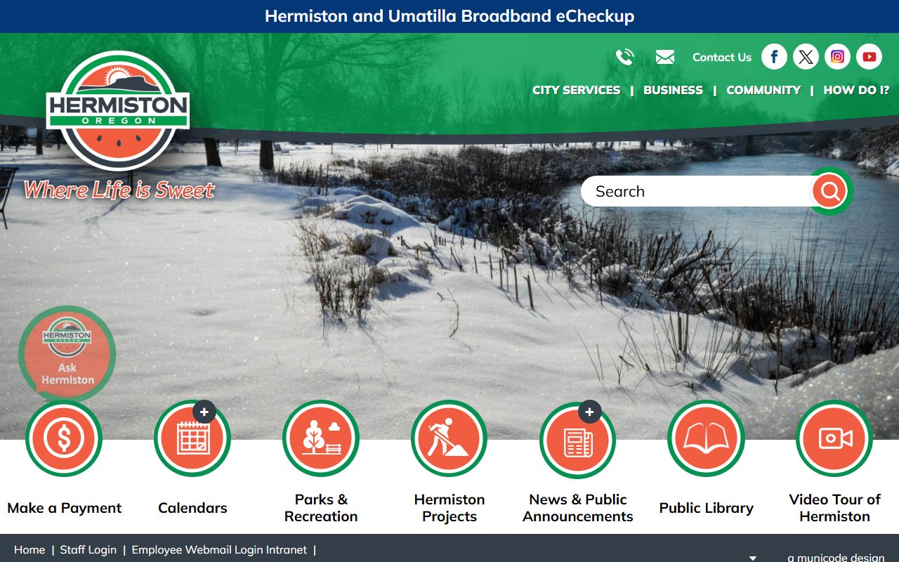 City of Hermiston official website for residents directory searches