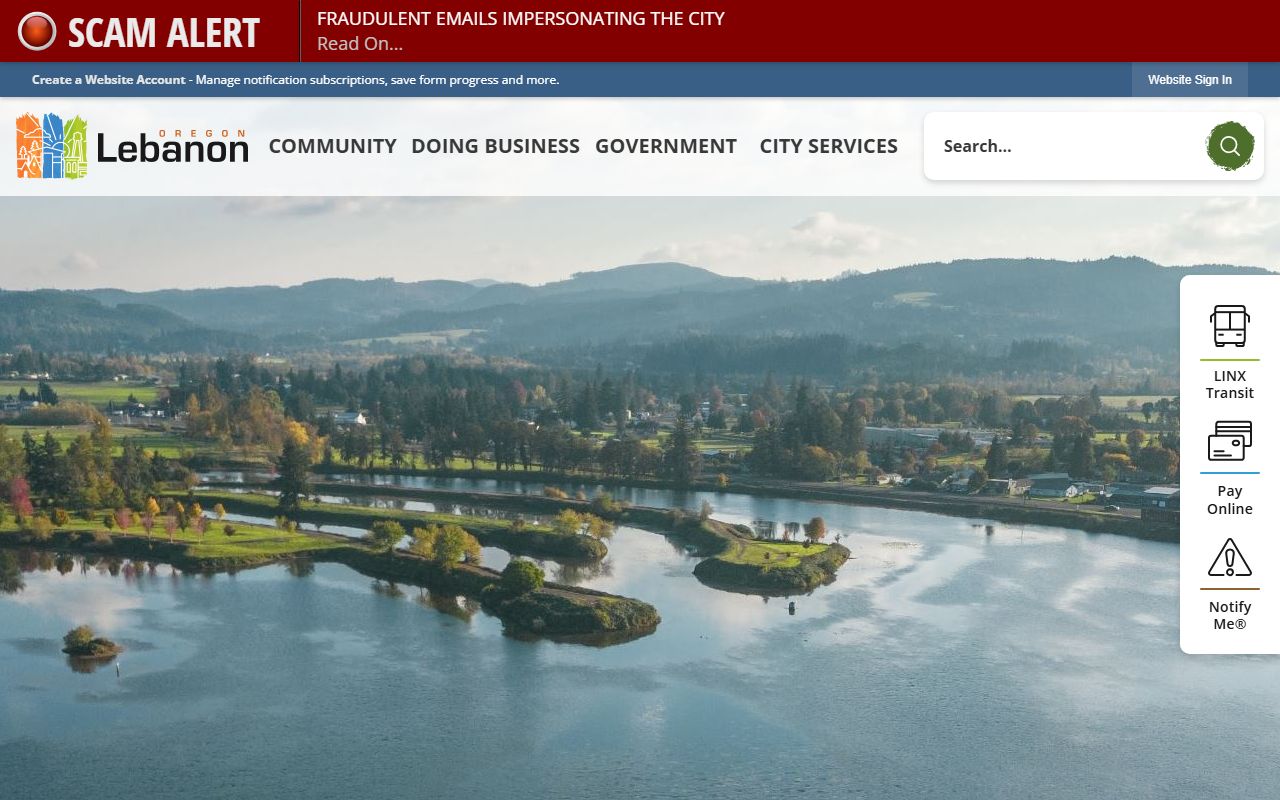 City of Lebanon Oregon official website for residents directory searches