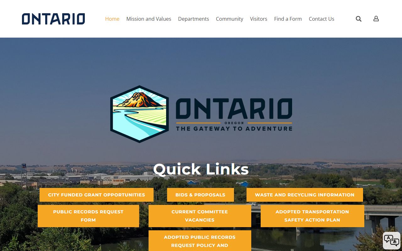 City of Ontario Oregon official website for residents directory searches