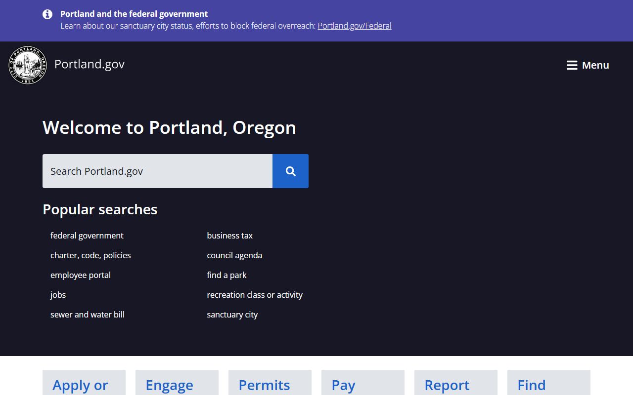 City of Portland official website for residents directory searches