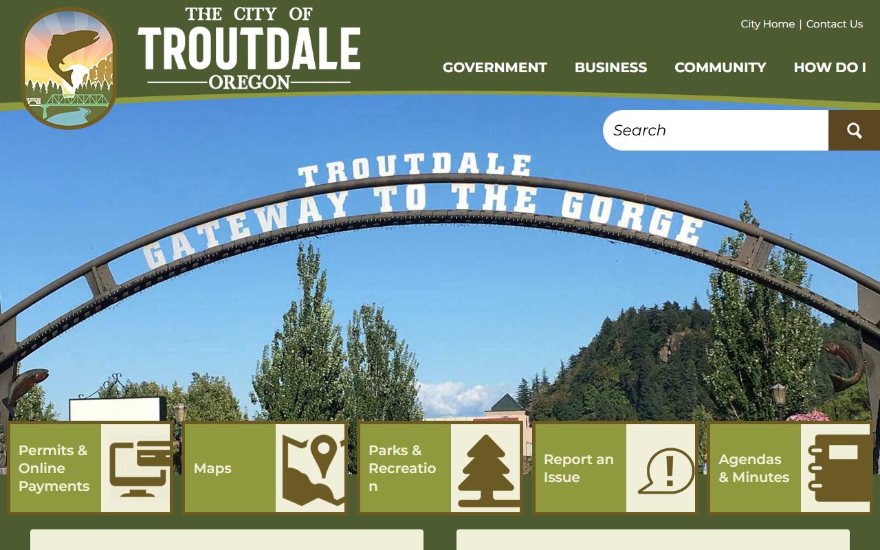City of Troutdale Oregon official website for residents directory searches