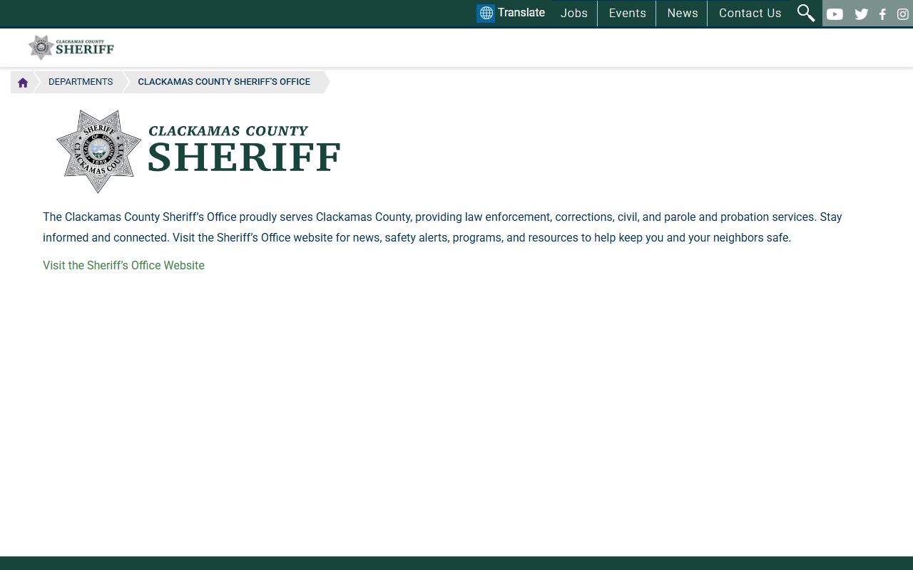 Clackamas County Sheriff's Office for the Clackamas County residents directory