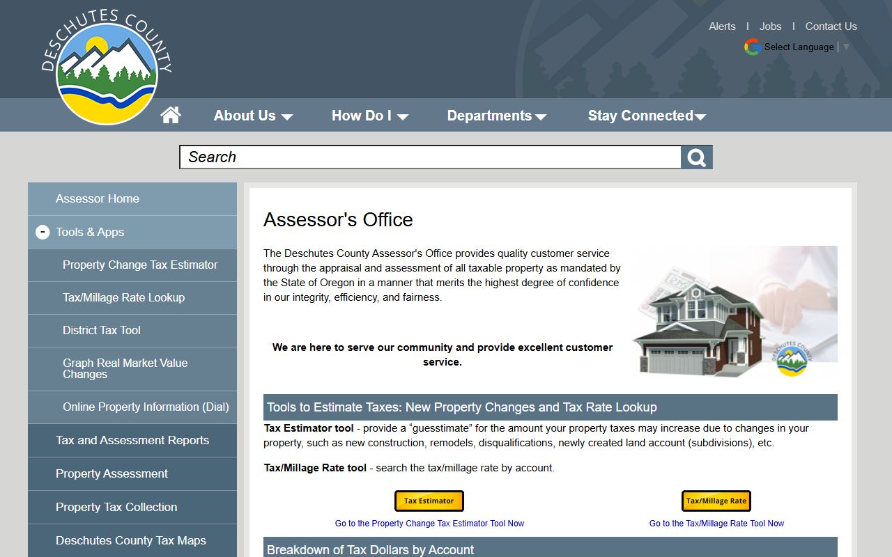 Deschutes County Assessor online tools for the Deschutes County residents directory