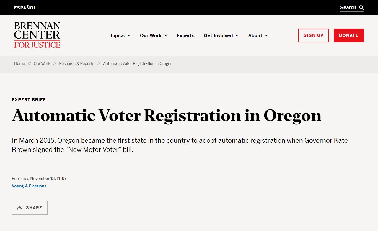 Oregon automatic voter registration residents directory information