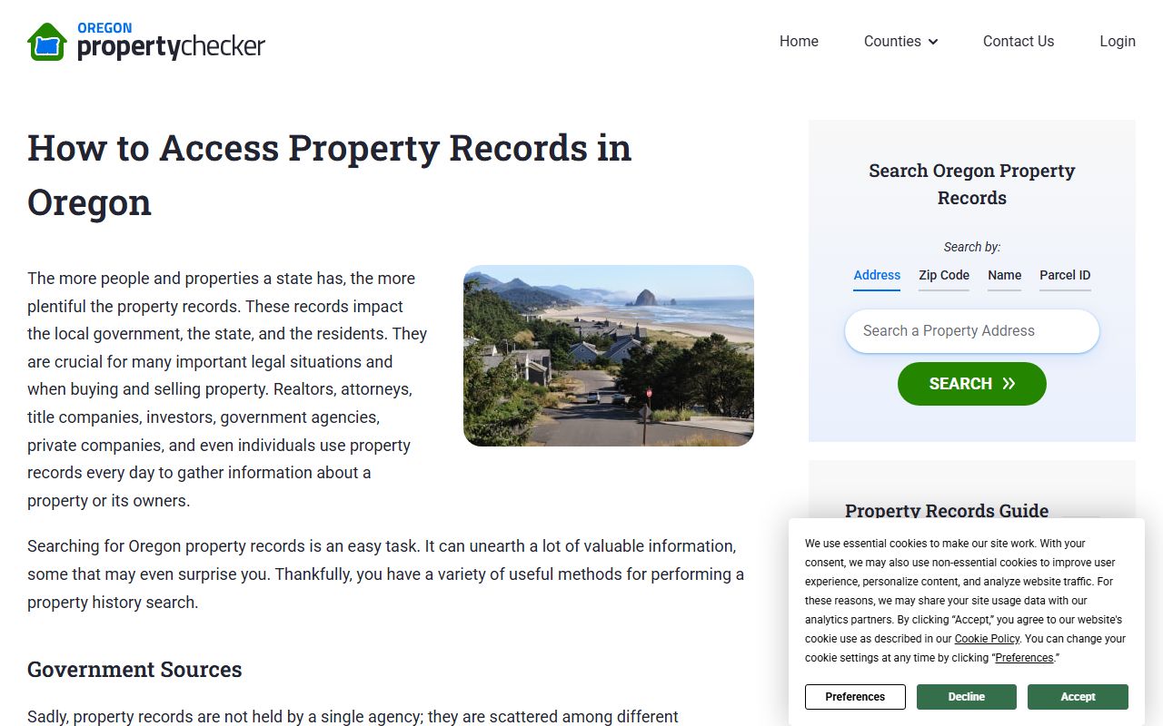 Oregon property records search residents directory tool